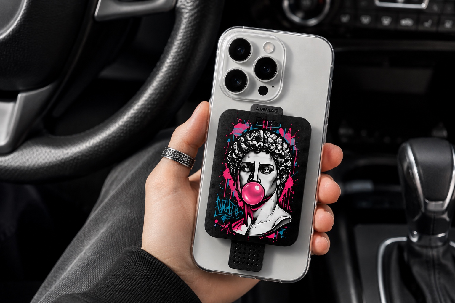 AIR MAG Bubble Gum на iPhone в прозрачном чехле